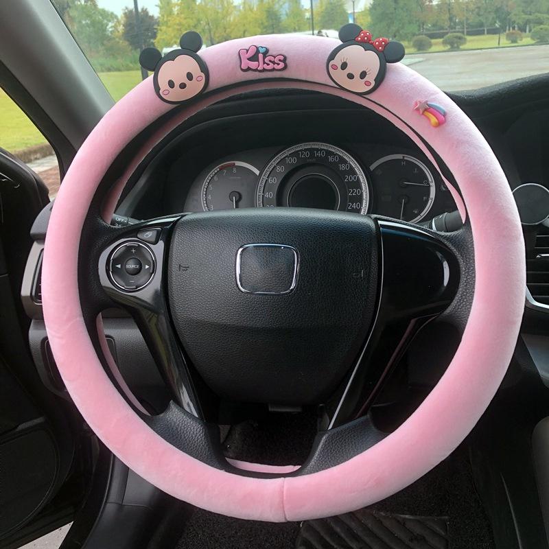 Steering Plush Car Wheel Cover Cartoon Print Four Seasons Installation Easy