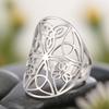 Dawapara Triquetra Trinity Knot Verstellbarer Ring Endlos Unendlichkeitsknoten Geometrischer Ausschnitt Keltischer Ring Edelstahl Ehering