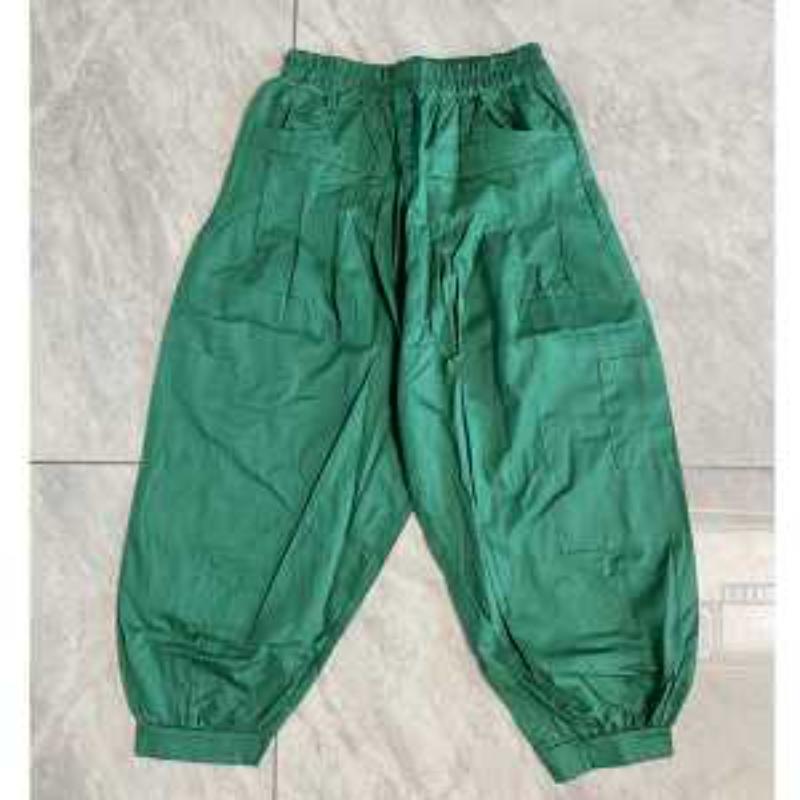 

2025 New Harem Women s Spliced Lantern Loose Versatile Fashion Solid Color Nine-Point Wide-Leg Pants L зелений