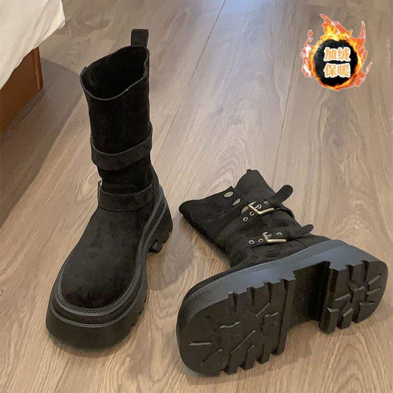 

Maillard две носки толстая подошва ботинки Мартин для женщин 2025 осень и зима британский стиль, иностранный стиль, стройнящие и высокие, короткие ботинки для детей 40