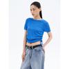 Side String Short Sleeve Pullover Blue