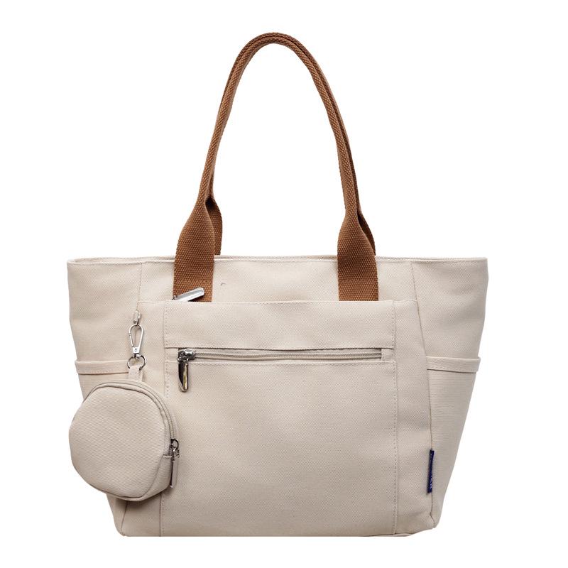 Versatile Women's Large Canvas Tote - Fashionable Mother-Child Casual Shoulder Bag for School & Commute