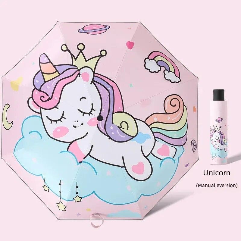 

Мультяшный удобный автоматический детский зонт с защитой от отскока, складной клей со светоотражающей полосой, зонтик для учащихся начальной школы