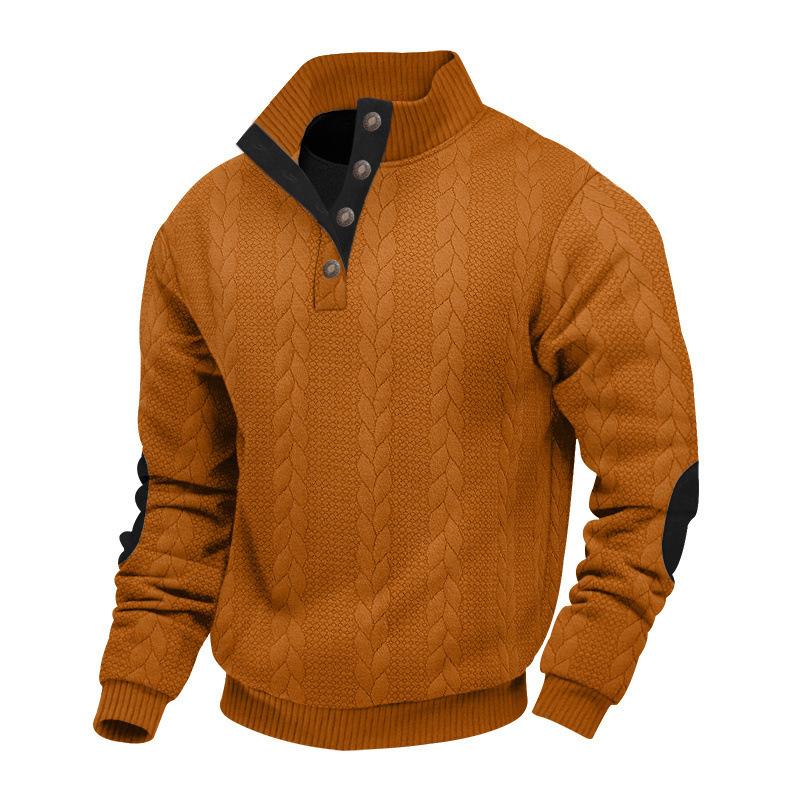 

Men s Oversized Heavyweight Textured-Weave Stand-Up Collar Henry-Neck Patchwork Sweatshirt XXXL