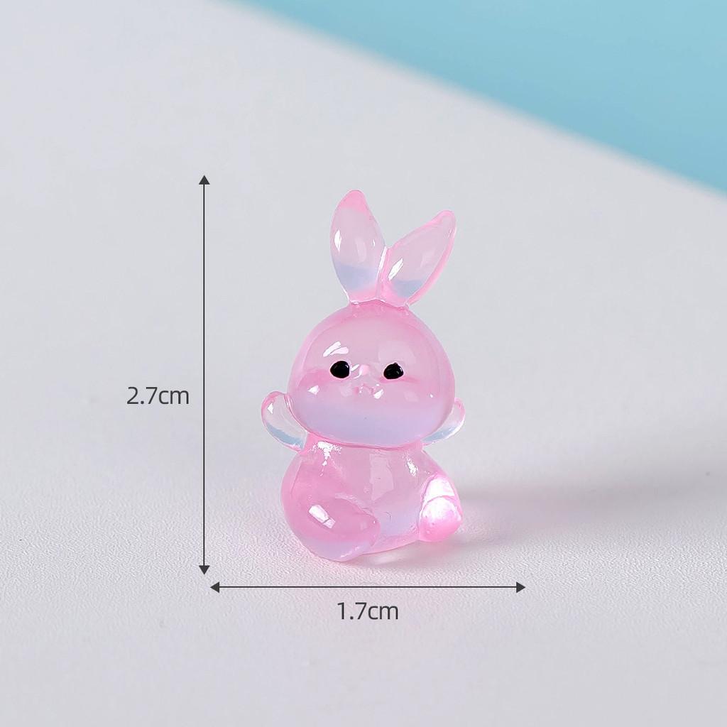 Adorable Cartoon Glow-in-the-dark Resin Rabbit Decorative Figurine For Desk