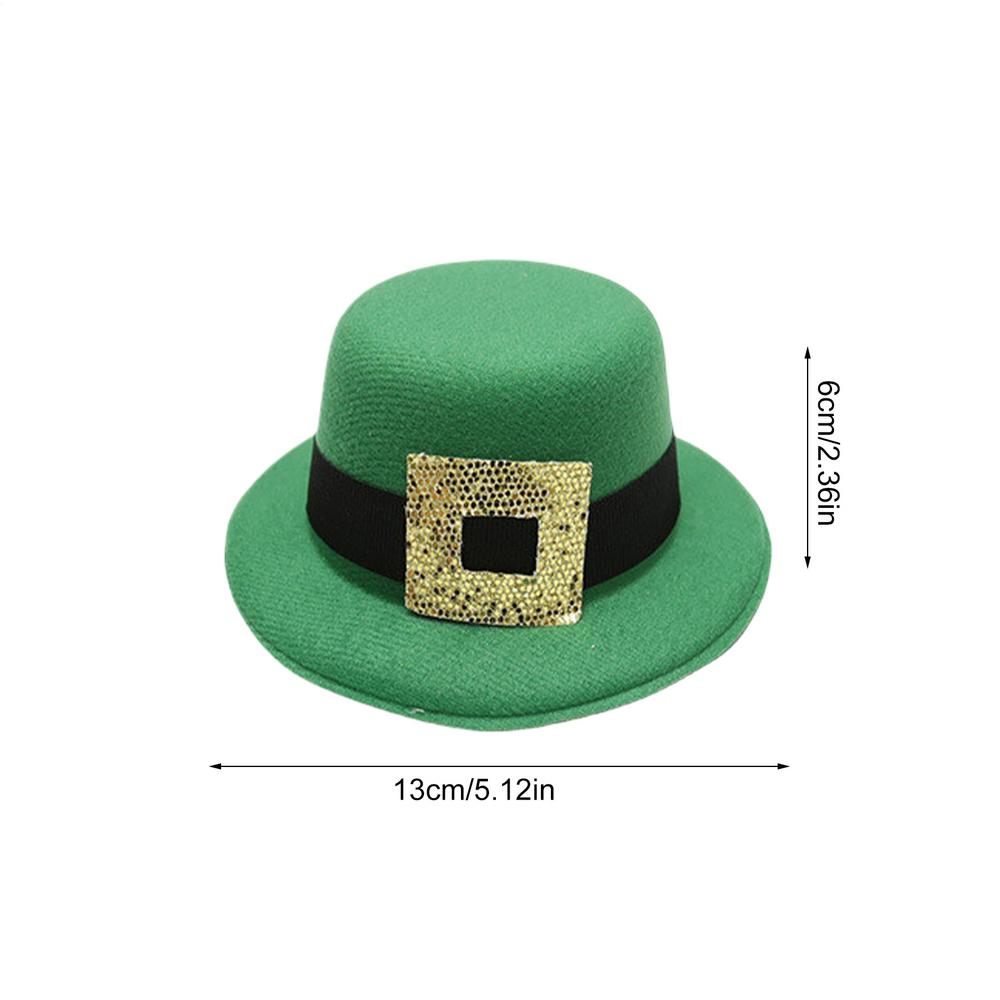 1pcs Saint Patricks Day Top Hat Holiday Green Caps Dress-up Costume for Irish Festival Party and Tree Topper Accessory Props