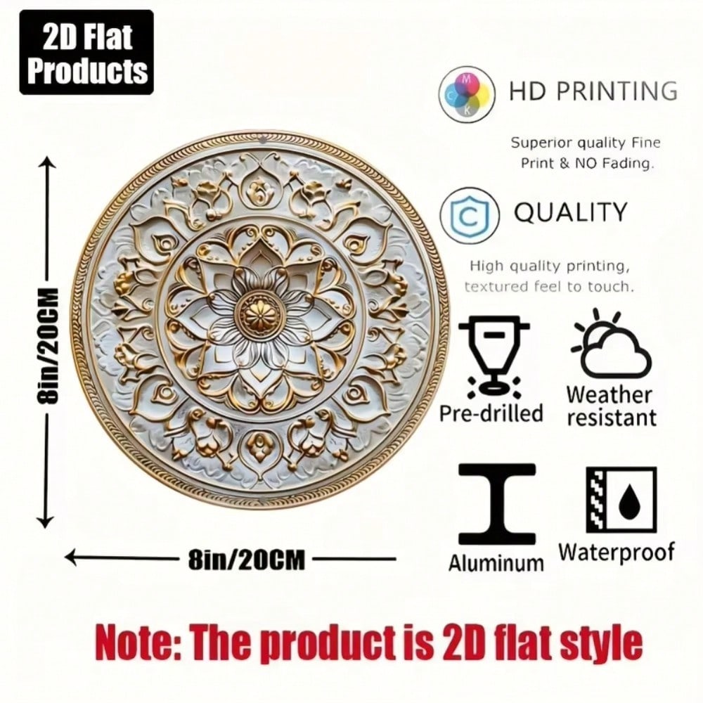 Винтажная Мандала 2D Металлическая Настенная Картина Круглый Алюминиевый Знак Декор Дома Подарок разноцветный