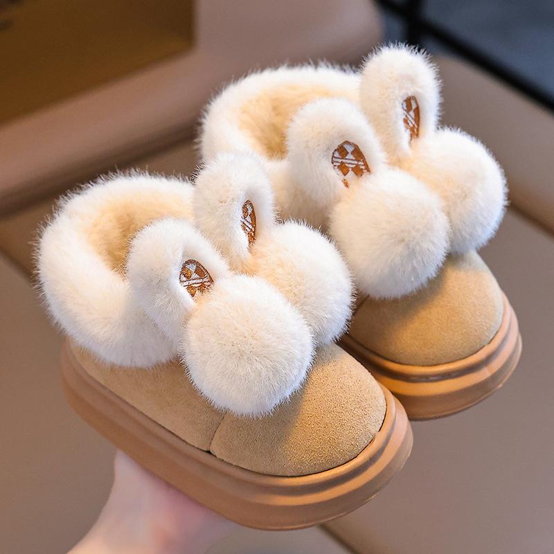 New children's cotton shoes winter stepping on shit feeling indoor and outdoor thickened warm medium and older children's baby cotton slippers