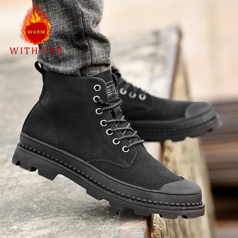 Herbst- und Winter Herrenschuhe klassischer Schwarzer Stil Outdoor Erwachsene OUTDOOR Übergröße Täglich warm Hoher Schaft Schicke Schuhe -47
