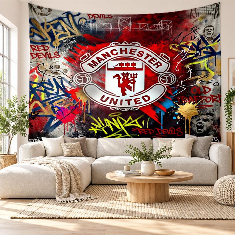 Manchester United Wall Tapestry, Soft Fabric Wall Hanging, Decorative Backdrop For Bedroom Home Wall Art