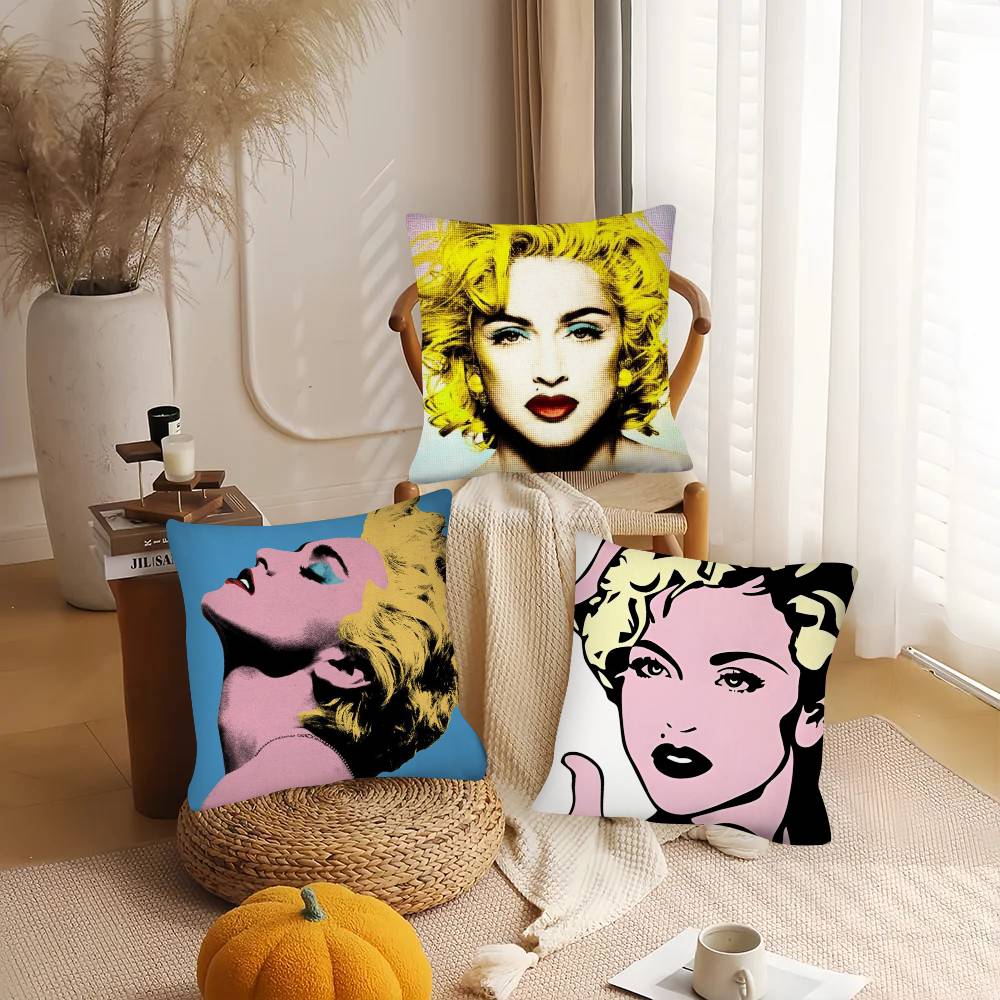 1Pc American Female Singer M-Madonna Pillow Case Fashion Square Pillowcase Bedroom Sofa Room Ins Decoration Leisure
