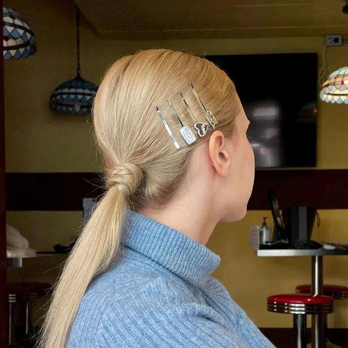 YLYL Hair Slides Set (4pcs), SILVER