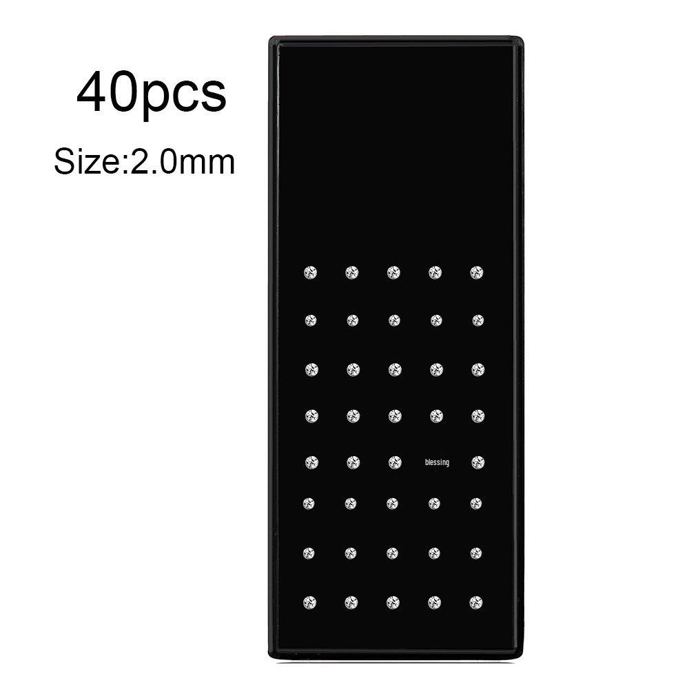 60 Stainless Steel L-Shaped Nose Studs (1.5/2.0/2.5mm) with Diamond Inlay Curve Nose Rings