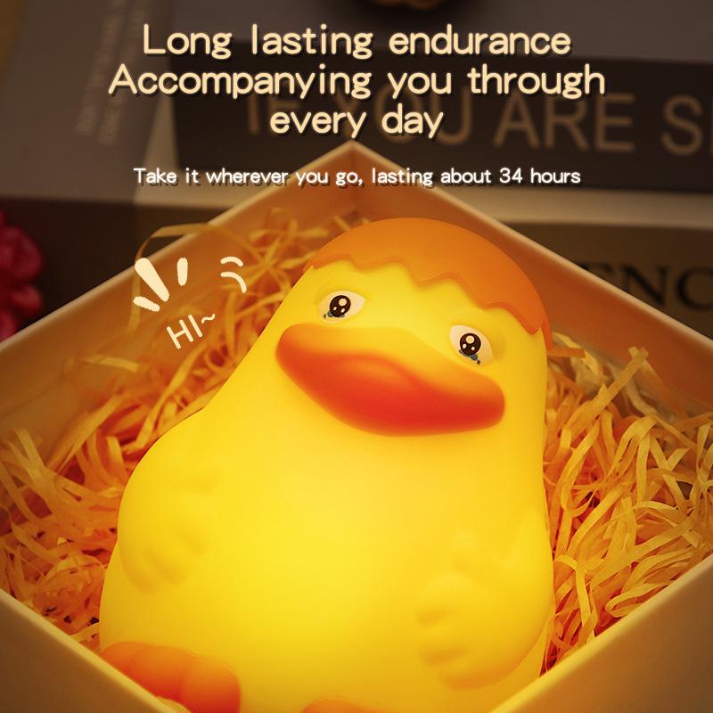 Silicone Cute Duck Pat Light Induction Night Light USB Charging Ornament Ambient Lighting Night Light