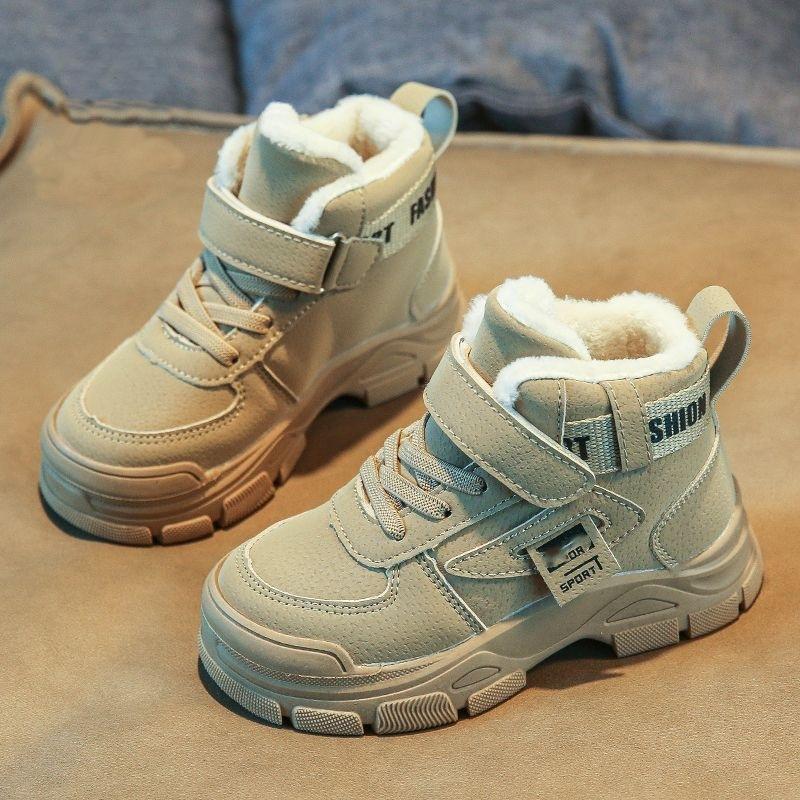 Winter Children's Boots Boys Plus Cashmere Thicken Warm Snow Boots Girls Non-slip Outdoor Martin Boots Student Shoes