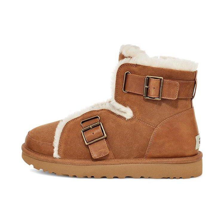 UGG Dune Mini Buckle Boot Fleece Lined Brown Women's 1119431-CHE
