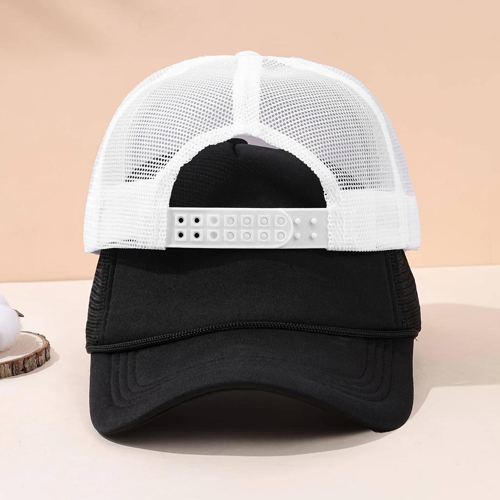 2pcs/1pc Casual Polyester 100% Fashion Sponge Cap with Lanyard, Breathable Mesh Versatile, Baseball Cap, Truck Driver Hat
