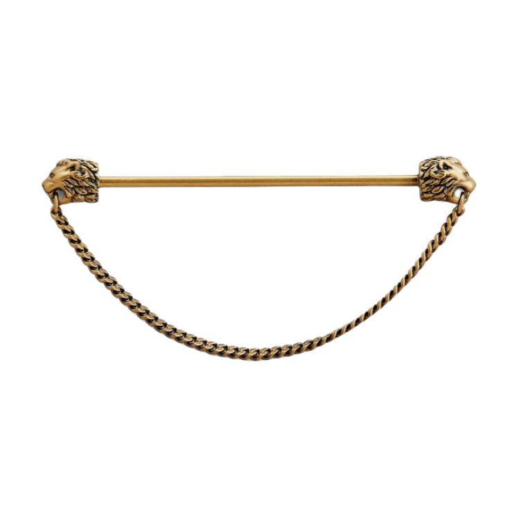 Tods Logo Design Brass Brooch Women brooch Gold XJWS0300100AGU F,Gold