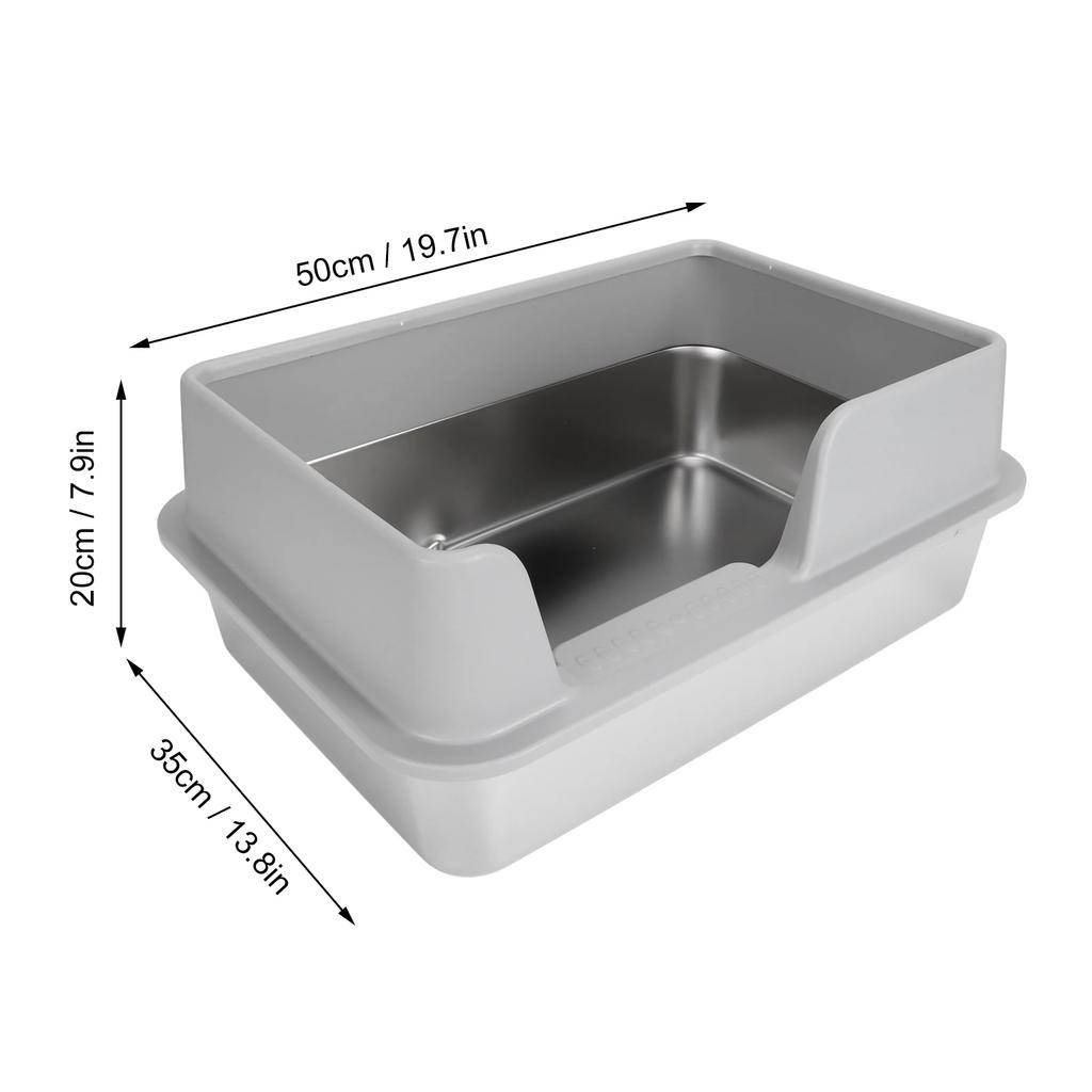 Enclosed High Sides Litter Box Scratch Proof Easy To Clean Secure Structure Stainless Steel Litter Box for Small Medium Cats