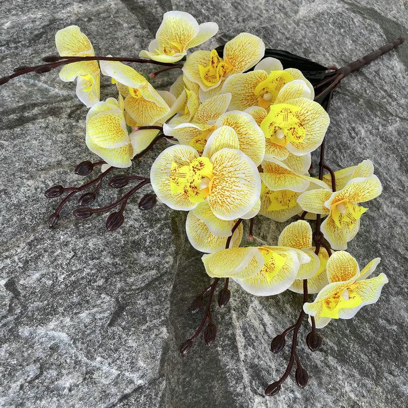 

20 Head Printed Pattern Simulation Butterfly Orchid Home Living Room Decoration Fake Flower One Size жовтий