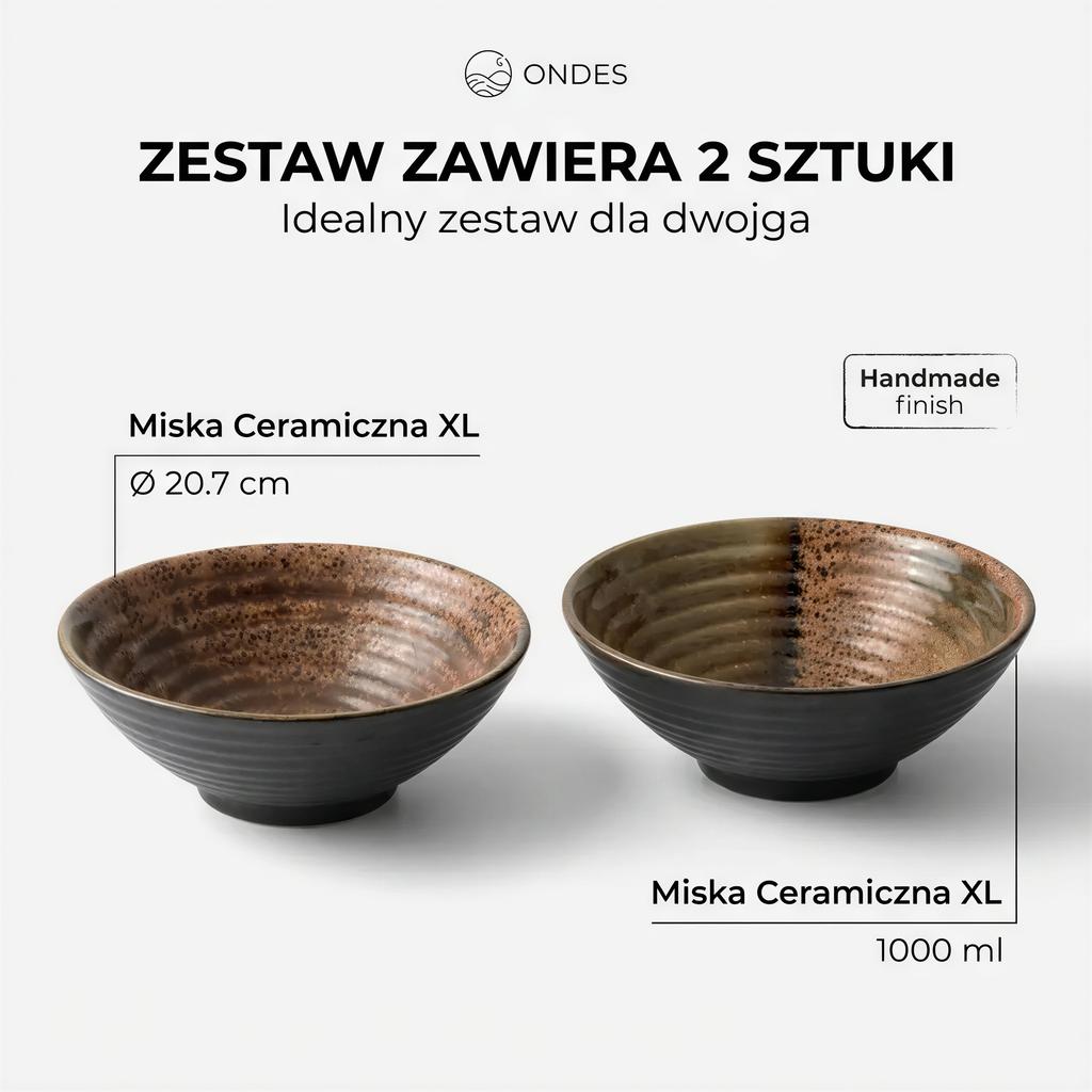 BOWL DEEP DINNER PLATE SET OF 2 pcs 1L FOR RAMEN NOodles Soups Ø20.7