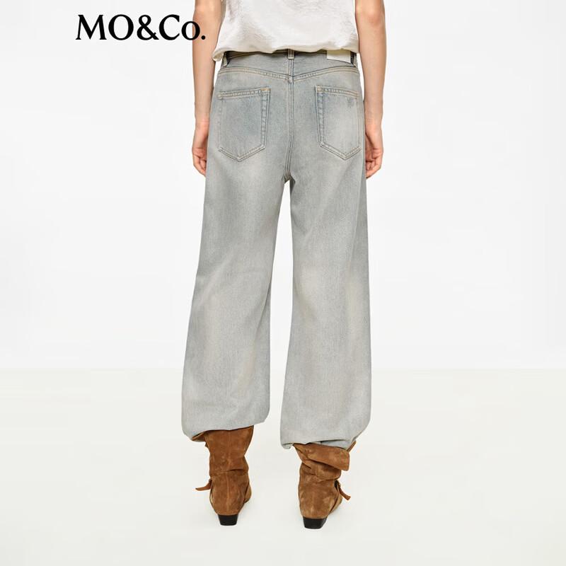 MO&Co. Women's Distressed Faded Cotton Jeans