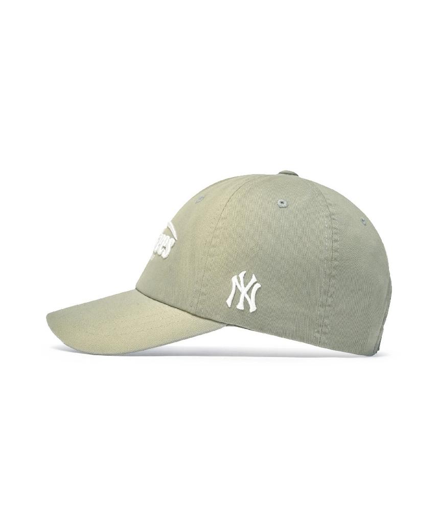Emelbi Vintage Washed Curve Logo Unstructured Ball Cap Ny (Mg.Khaki)