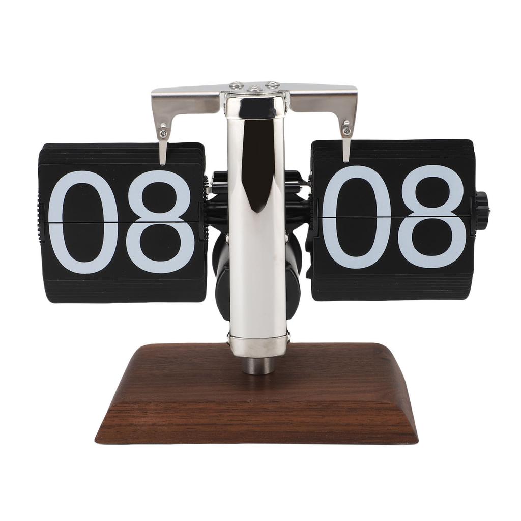 Flip Desk Clock Vintage Large Number 24 Hours Auto Flip Down Mechanical Clock for Home Living Room