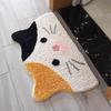 Cute Cartoon Cat Crystal Velvet Faux Cashmere Bath Mat Water Absorbent Non Slip Bathroom Entrance Carpet Rug