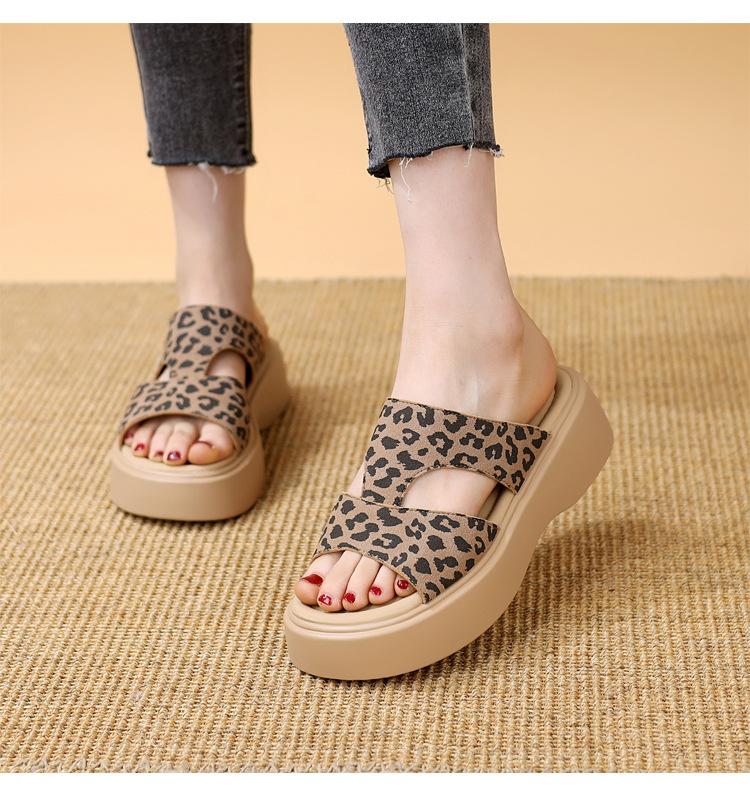 

Женские сандалии-слайды в корейском стиле на платформе с леопардовым принтом — ультрамягкие, легкие, универсальные и нескользящие, верхняя пляжная одежда 40 леопардовый