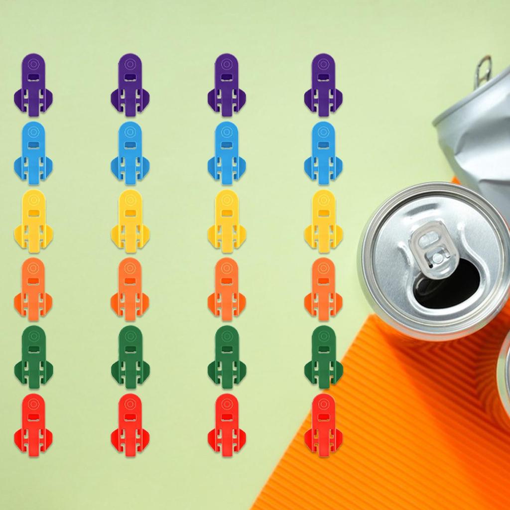 24PCS Can Opener Handheld Plastic Small Sealer For Beer Cola Beverage Cans Simple Rotating Dustproof Cup Lid Sealing Small Tools