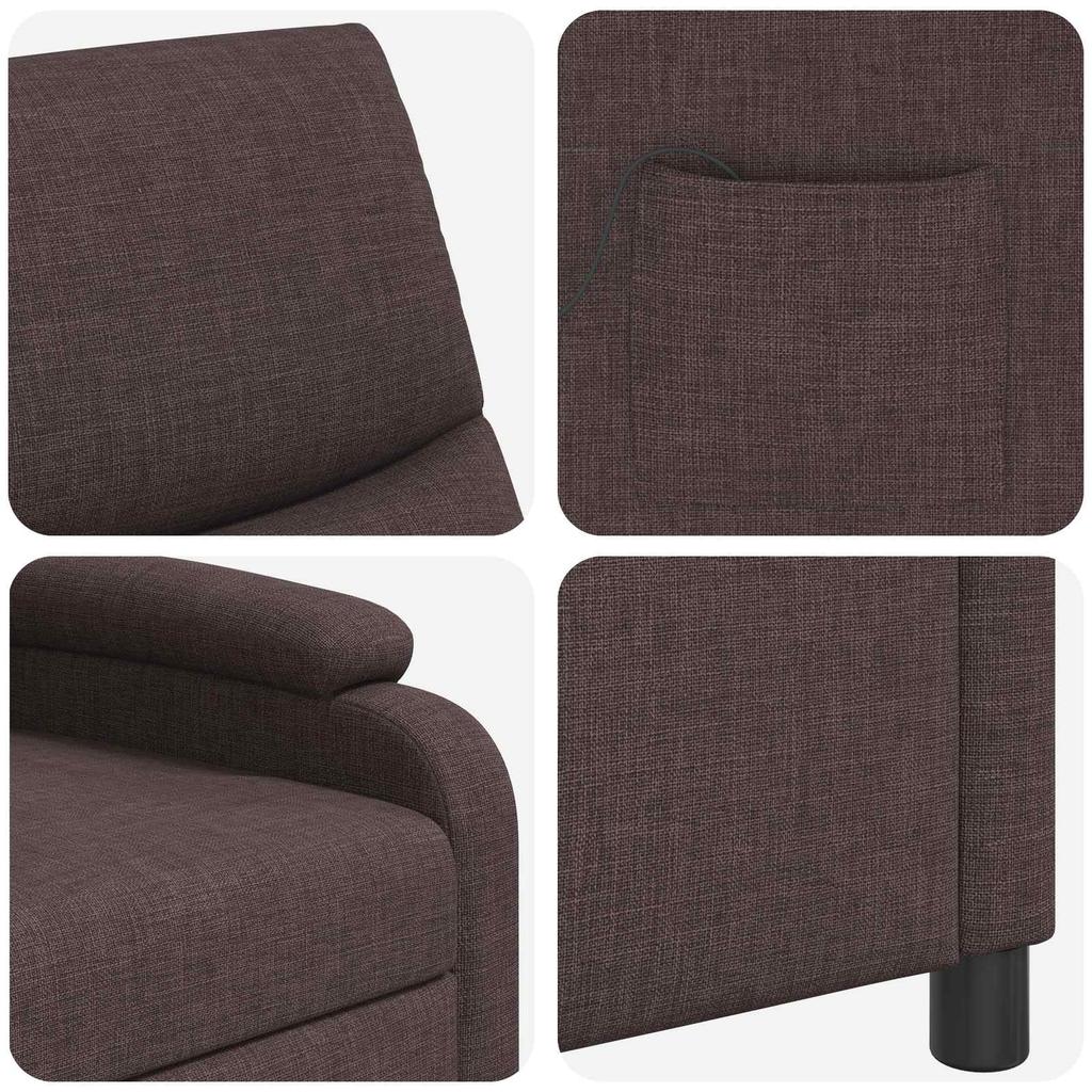 Massage Relax Chair Dark Brown Fabric