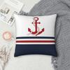 Navy Blue And White Stripes With A Red Anchor Pillow Cases Blue Nautical Anchor Cushion Covers Decor Pillowcase for Home 18"x18"