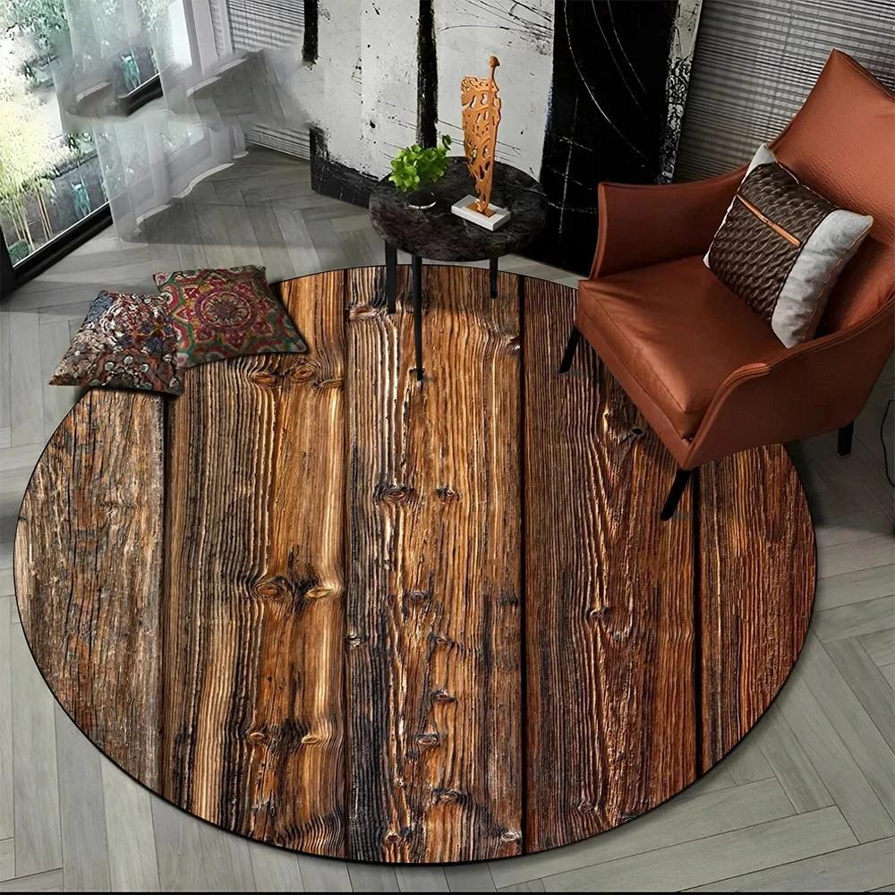 Latest 3D Color Wood Grain Lines Round Area Rug Carpet Rug for Living Room Bedroom Sofa Child Playroom Decor Pet Non-slip Gift