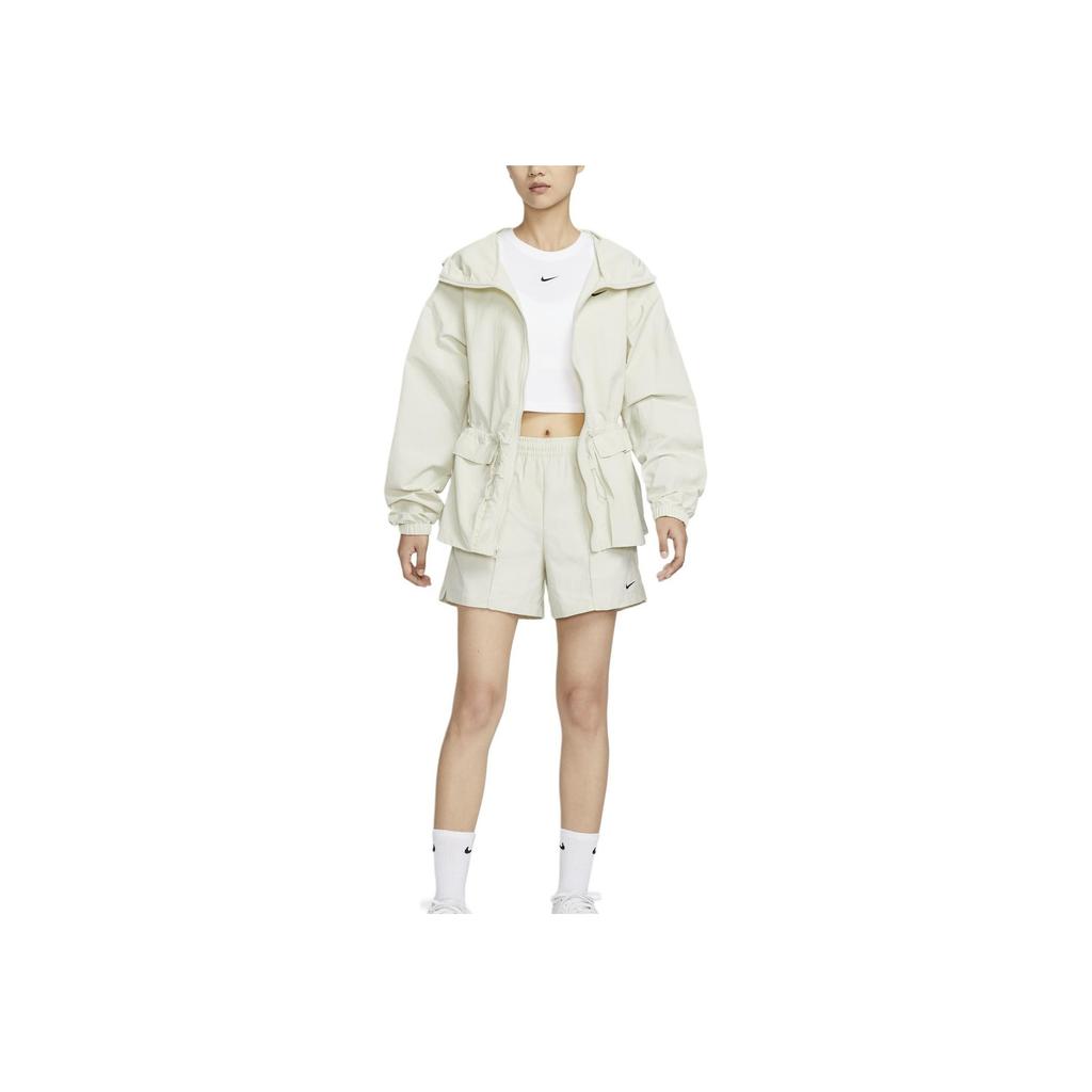 Nike Solid Color Print Logo Hooded Long Sleeve Jacket Women Jackets White FN3670-020