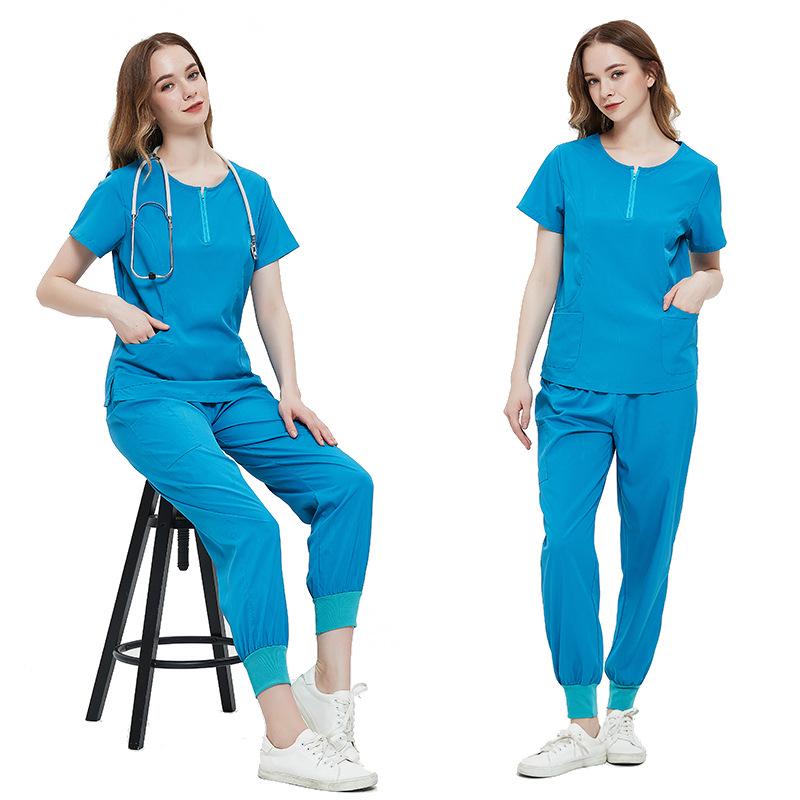 Women's Quick-Dry Split Surgical Gown Set - Washable Elastic Uniform for Dental and Hospital Staff