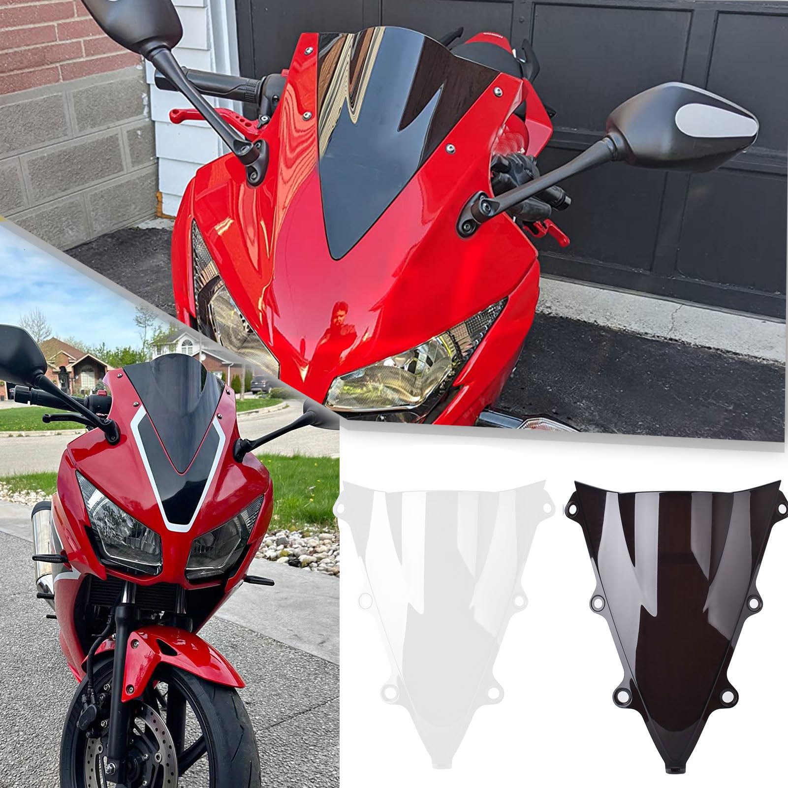 Midimttop Мотоциклетное ветровое стекло Передний обтекатель CBR300R Парабраза Воздушный спойлер Дефлектор ветра для CBR300R CBR чёрный
