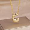 Charming Chubby Brass Polished 26-Letter Silver Pendant Necklace for Women