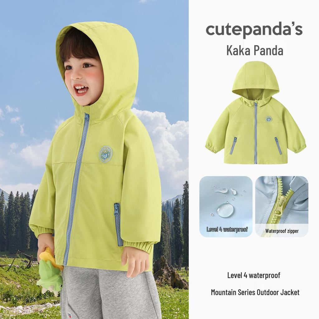 Kaka Panda Kids' Waterproof Spring Jacket - Unisex Casual Top for Boys and Girls