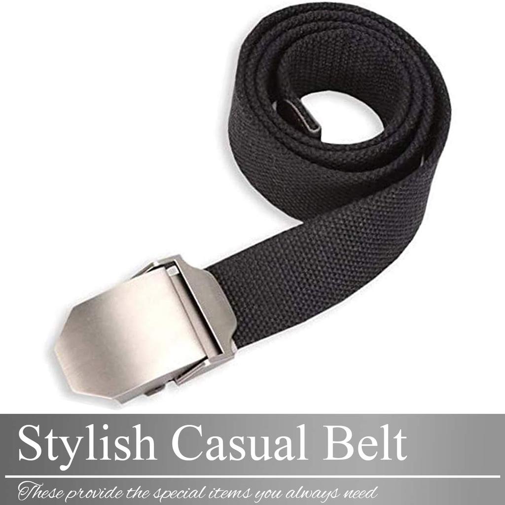 BUZZxSELECTION Men's Belt, Casual, Sporty, Military, Outdoor, One Size Fits All, LBT059 (02 Black)