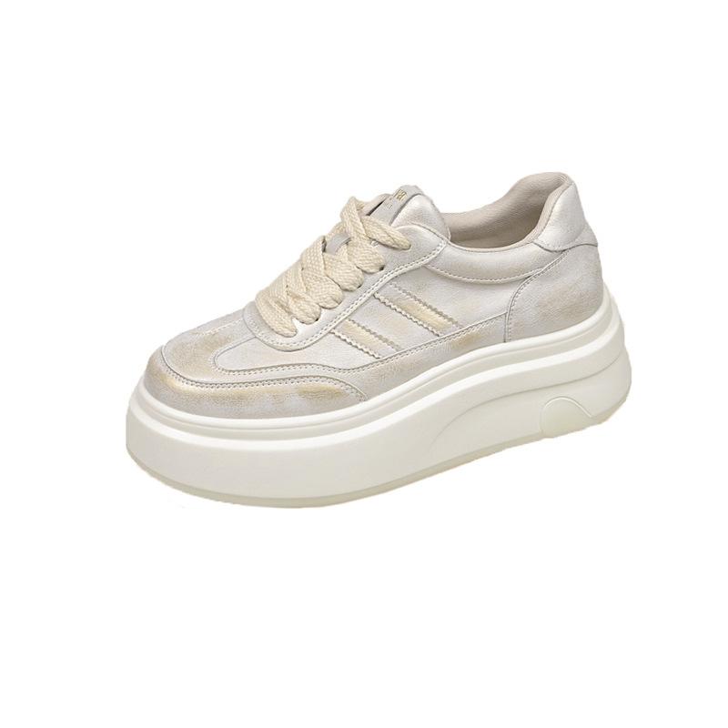 

Retro versatile platform white shoes women s 2025 spring new fashion small casual shoes sports leather board shoes 40 шампанского