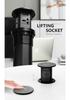 Gray Desktop Hydraulic Lift Socket with Wireless Charger & 18W Fast USB A+C Charging, 250V, 15A.