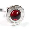 Excellent Dunhill Cufflinks  Engraved logo Round shape Silver Red Colored stone Used