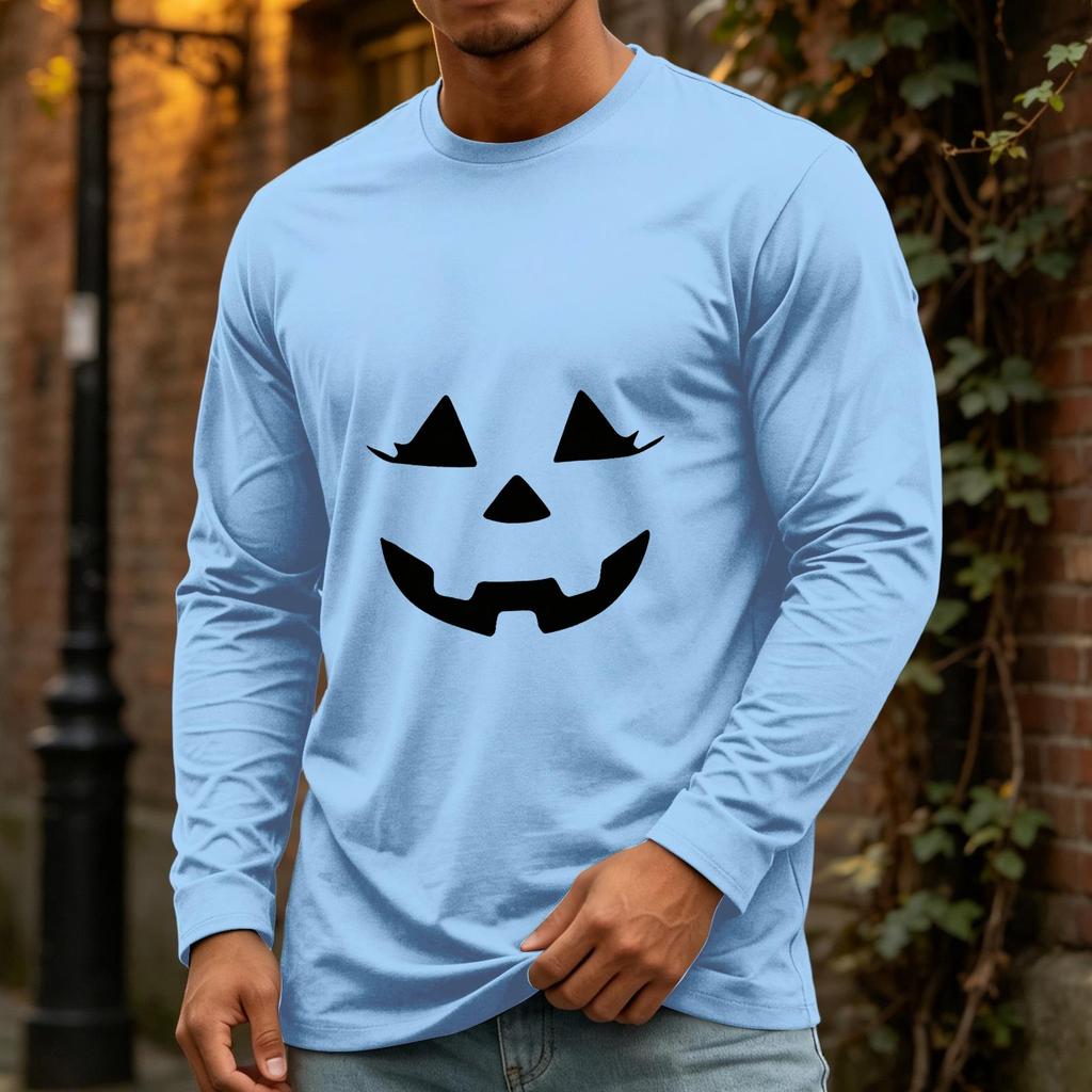 Men's Halloween Long Sleeve Neck Casual Top for Party
