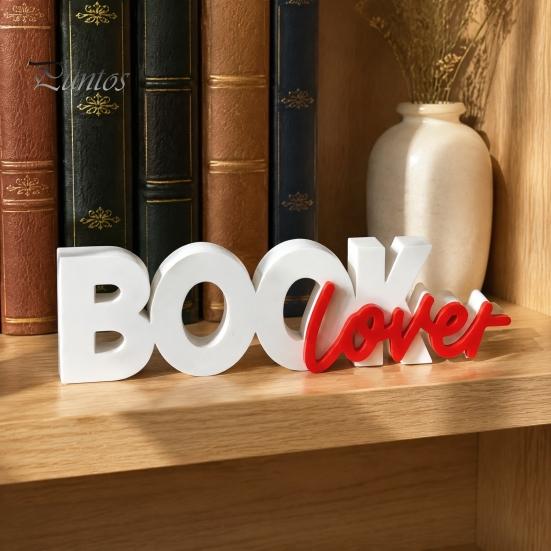 Bookshelf Decor for Reading Lovers 3D Printed Book Lover Ornament Decor, Letter Sign Minimalist Home Decoration Accessories Study Desk Corner Library,