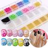 Nail Art Mini Small Steel Ball 12 Grid Does Not Fade Size Metal Round Beads Mixed Nail Jewelry Set