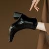 Fashion NEW Autumn Women Boots Split Leather Shoes for Women Square Toe Chunky Heel Shoes Zipper Short Modern Boots Concise Daily Shoes