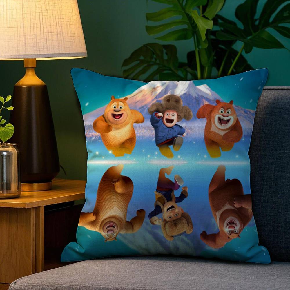 Cartoon B-Boonie Bears Pillow Case Plush Fabric Soft Double Sided Print Sofa Cushion Cover Throw Pillow Covers