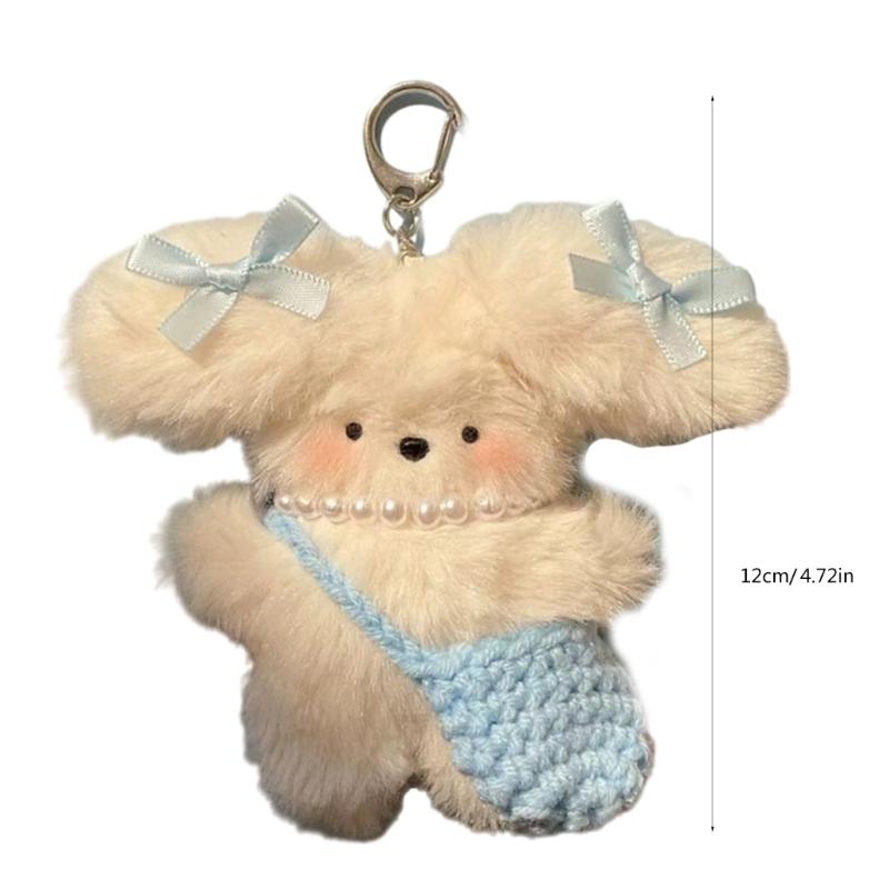 Cute Keychain with Decorative Bowknot Dog Pendant Fashionable Dog Keychain Bag Pendant Stylish Backpack Ornament