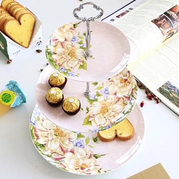 6+8+10inch, Fine Bone China Floral Cake Plate Stand, Beauty Party Buffet Serving Plate Set. Bbq Trays Decorative, Dessert Plate